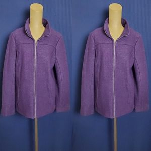Lands'end Wool Blend Zip Up Coat Size 12 Purple Women's  Lined With Collar